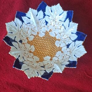 Meissen Blue. White and Gold Leaf Decorative Bowl Rare.